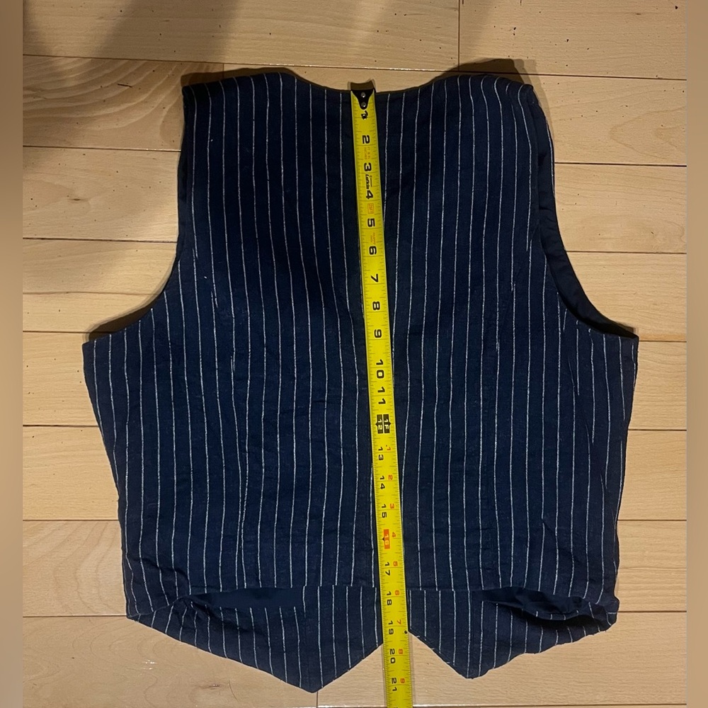 Women's Tailored Suit Vest - A New Day Navy Striped L - Picture 8 of 11